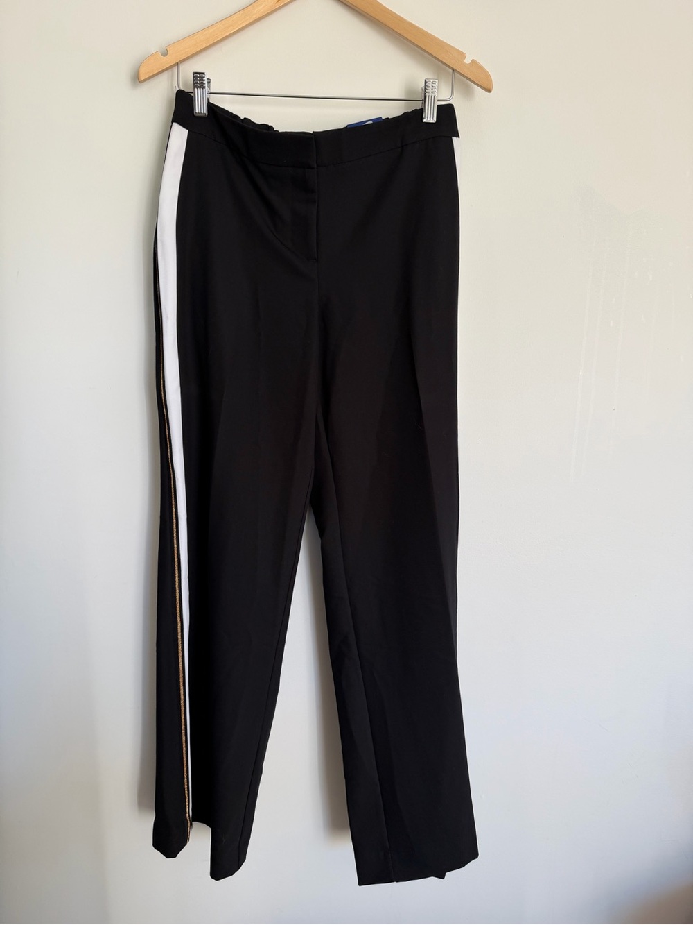 APT. 9 Wide Leg Trouser Pant | Black with Side Stripe | Size 12 | NWT